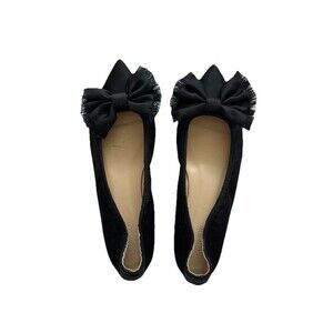 J.Crew Black Flats – Pointed Toe – Frayed Bow Detail – Women’s Size 8